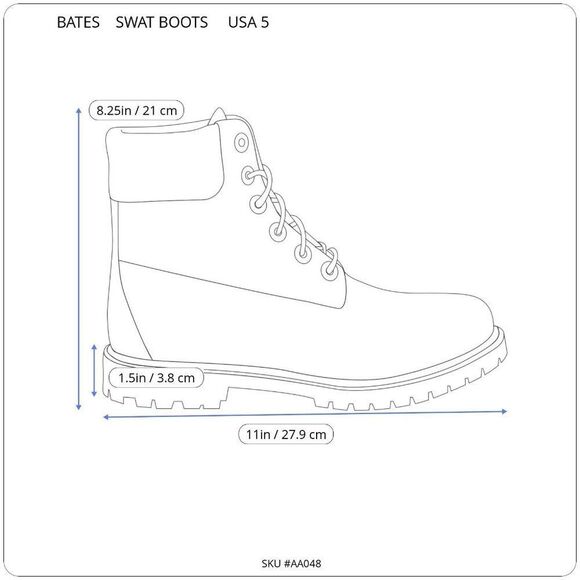 Bates Mens Sz.5 EX WIDE 8" Tactical Black Boots With Side Zipper E02340 Unisex - Picture 6 of 16